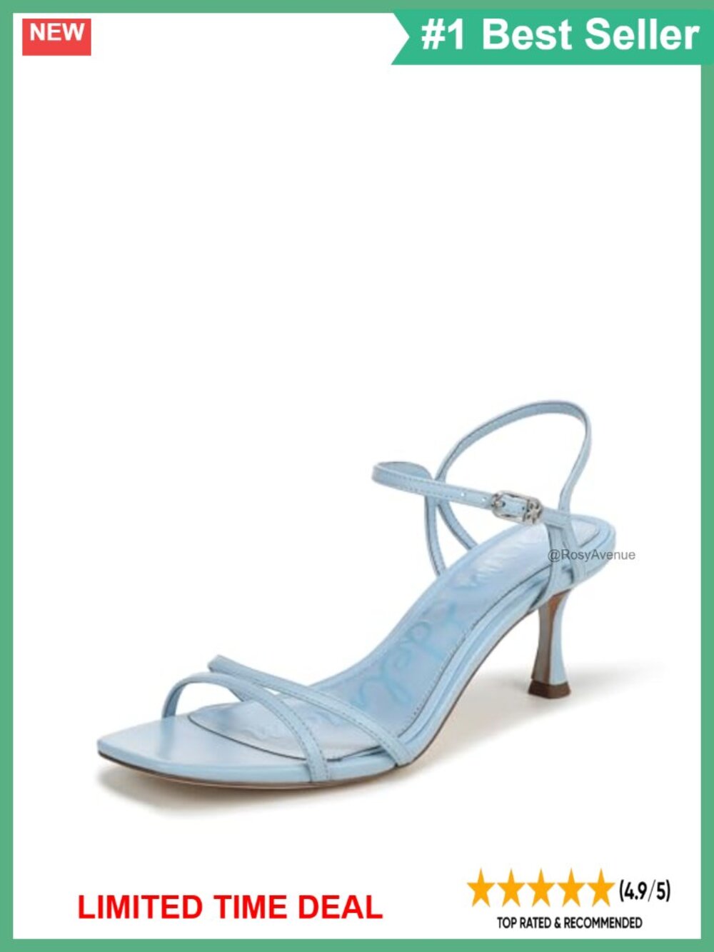 Women's Presley Open Toe Block Heel Sandals Leather Buckle 2.38 Inch Heel